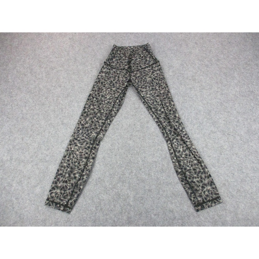 Lululemon Pants Womens 4 Gray Geometric Feather Print Yoga Wunder Under Leggings